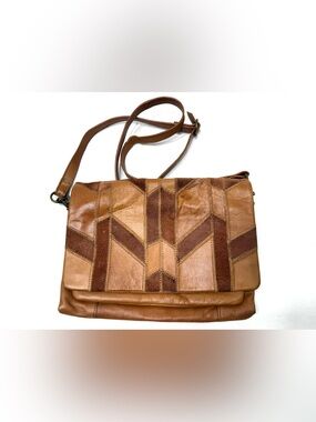 Lucky Brand Tan Leather Patchwork Crossbody Bag
